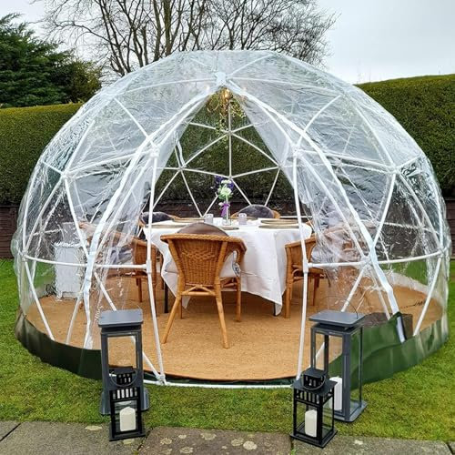 PUTEQINP 3,6 m/12 Fuß Kuppelhaus-Campingzelt, Gartenkuppel-Iglu-Zelt mit transparenter Luftpolsterfolie für den Außenbereich, Dicke wasserdichte PVC-Abdeckung