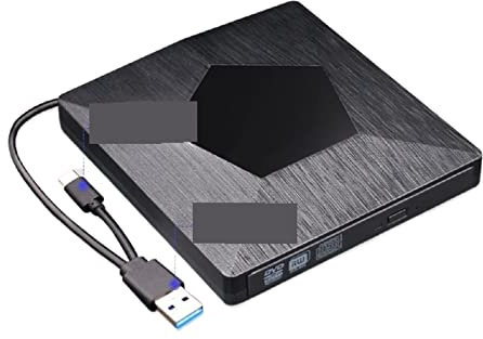 HPHPH Lettore Dvd Portatile, unità Dvd Esterna unità Ottica USB/Tipo C Lettore CD Rom Masterizzatore CD-RW Lettore Registratore Portatile for Laptop, Guarda i Film più a Lungo