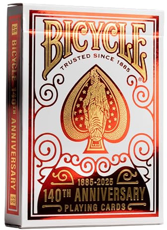 Bicycle 140th Year Anniversary Playing Cards, Red and Gold Foil, Historic 1885 Design, Special Edition, 1 Deck
