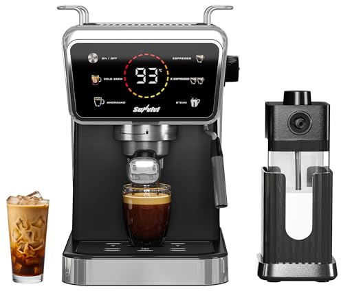 SUNVIVI 20 Bar Espresso Machine for Home and Office, 3-in-1 Iced Coffee Maker with Milk Frother, Espresso Shot & Iced Coffee, LED Touchscreen, 52OZ Removable Water Tank, Professional Coffee Brewing