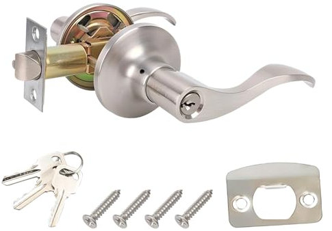 Qrity 1 Pieza Cerradura de Manija de Puerta de Privacidad, Manijas de Puerta de Dormitorio con Cerradura, para Puerta Delantera, Baño