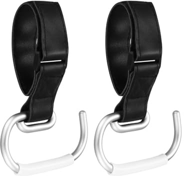2 Stück Windel Tasche Kinderwagen Haken, Leder Kinderwagen Tasche Halter, Kinderwagen Tasche Halter Clip mit Tasche, Kinderwagen Anhänger Haken