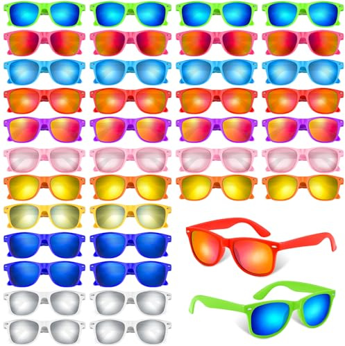 BOUBONI Kids Sunglasses Bulk Retro Party Favors for Wedding Beach Summer Pool Party Supplies Goodie Stuffers (40, Gradient Colors)