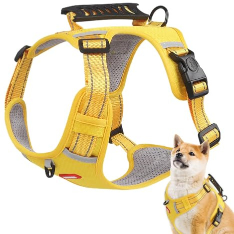 Hundegeschirr, weiches Hundegeschirr ohne Ziehen, reflektierende Weste mit Griff, Brustgurt für Hunde, reflektierend, weiches Hundegeschirr