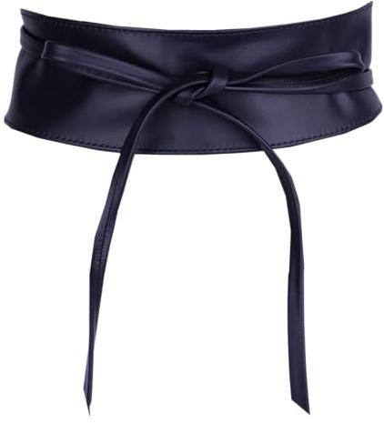 MIRROSI Taillengürtel Wickelgürtel aus Echtleder, Schleife mit breitem Bund (mit breitem Bund zum Wickeln (7cm Breit, 265cm lang) OBi Gürtel, Bindegürtel, Schnürgürtel, Wickelgürt