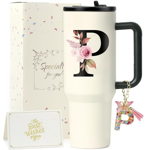 ZIOSINM A-Z Regalos Originales para Mujer, 1.2L Vaso Termico | Termo Cafe de Acero Inoxidable Doble Capa con Tapa y Pajita, Regalo Mujer Ideal para Cumpleaños, Navidad y San Valentín