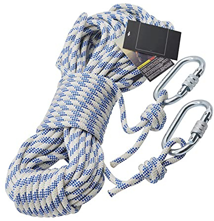 WOTZOV Kletterseil 8 mm Hellblaues Verschleißsicherheitsseil, Mehrzweckseil für den Außenbereich, Rettungsseil für den Hausbrand, Rettungsseil für Wanderungen, Höhlenerkundung u,Blue 80M