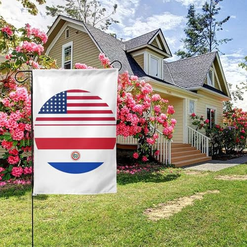 Bandera paraguaya de doble cara, 28 x 40 pulgadas, ideal para decoración de exteriores y patios.