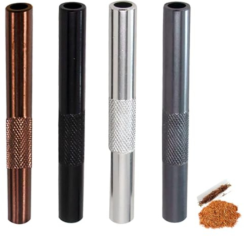 4 Piezas Pajitas de Metal S-Nuff, 9 x 70mm Pajita Portátiles de Metal | Pajitas Metalicas de Reutilizables, Respetuoso con el Medio Ambiente y Duradero, Adecuado para Campamentos y Viajes