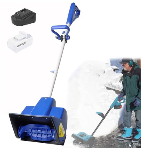 ZYGPH Pala quitanieves eléctrica inalámbrica, con batería de 24 V y 4 Ah, para Limpiar Caminos de 28 x 18 cm y 5,9 m de Alcance. Sopladora de Nieve Manual con batería y Cargador. 1 batería.