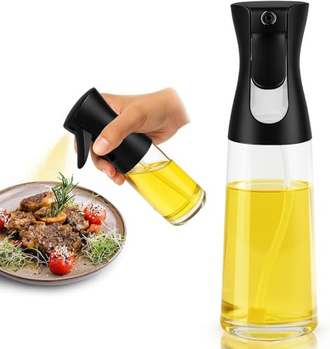 Moon3X Glass Olive Oil Bottle 200 ML Oil Sprayer for Cooking, Baking & Grilling Fine Mist Spray Refillable Kitchen Gadgets