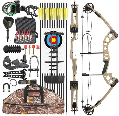 wolfman Compoundbogen Set mit Pfeilen 30–55 lbs,310 FPS Hochleistungsbogen für Erwachsene, Jagd & Angeln Bogenschießen