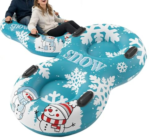 Tubi da Neve per Bambini,Slittino Gonfiabile Resistente A 2 Posti,Tubi da Neve Antigelo - per Bambini Ragazzi Adolescenti Adulti e Famiglia