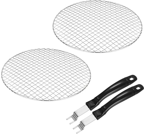 M METERXITY 4-Pack Cooling Rack 12 Round 201 Stainless Steel, Silver | Cross Wire Grate Cooling Racks with Grill Grate Lifter for Grilling, Cooking, Steaming, Baking