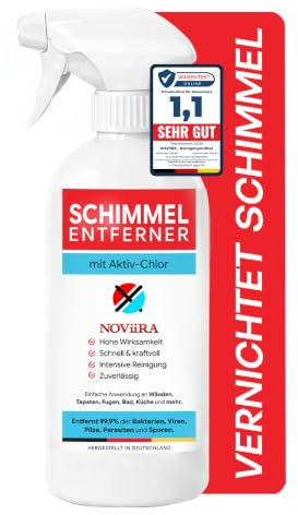 Schimmelentferner mit AKTIV-CHLOR, tiefenwirksam, 500 ml, Made in Germany | Für Wand, Bad Fliesen, Fugen & mehr, beseitigt Bakterien, Pilze & Sporen, Anti Mold Spray, Schimmelspray, Anti-Schimmel Spray