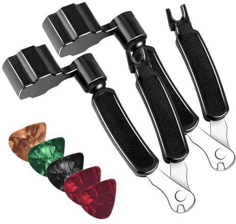 Gitarren-Saitenwerkzeug mit Plektren und multifunktionalem Stimm- & | 2-teiliger Gitarren-Sattelstift-Auszieher Für Musiker, Gitarristen, Anfänger, Tonstudio, Auftritte, Musikunterricht