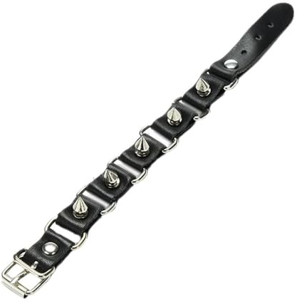 Pulsera punk con tachuelas de 6 piezas de dientes de lobo geniales, brazalete de metal gótico con tachuelas de metal, remaches, pulsera de cuero para hombre, estilo punk