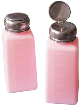 BCOATH Bottiglia Pompa da 200ml in Plastica Rosa per Nail Art e Trattamento Unghie, Dispenser Alcool Tappo Metallico Riciclabile e Antistatico