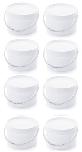 8X Eimer 2,5l mit Deckel * lebensmittelecht, Originalitätsverschluss 8er Set