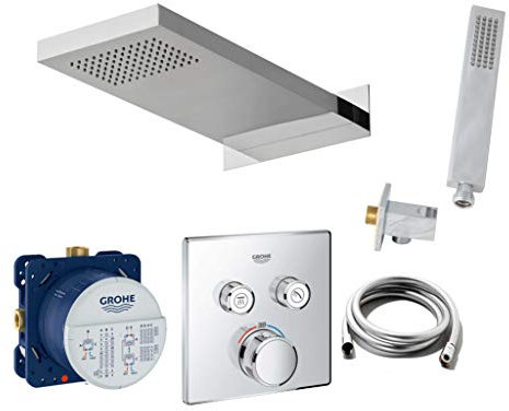 vanvilla Duschset mit Unterputz Armatur Grohe SmartControl Thermostat und vanvilla Regenduschkopf 50x23 cm, Dusch-SET G03 poliert