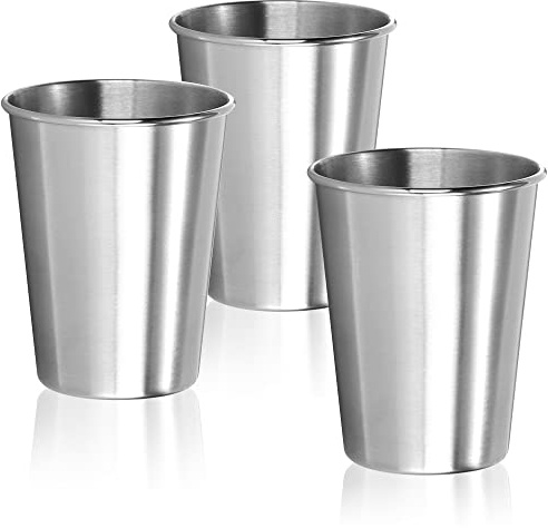 com-four® 3x Edelstahl-Trinkbecher, Becher aus Edelstahl 304 | leichter Campingbecher 250 ml - Reisebecher bruchsicher und BPA-frei