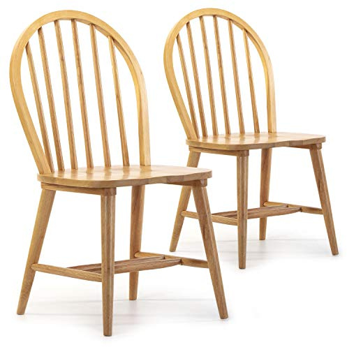 VS Venta-stock Pack 2 chaises Clarck Couleur chêne, Bois Massif, 48 cm (Longueur) 48 cm (Profondeur) 92 cm (Hauteur)