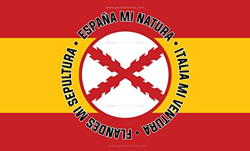 Gemelolandia | Bandera España Lema Tercios Flandes 150x90cm | Del Mundo, de Países, Nacionales y Autonómicas de España Para Decoración de Cualquier Espacio