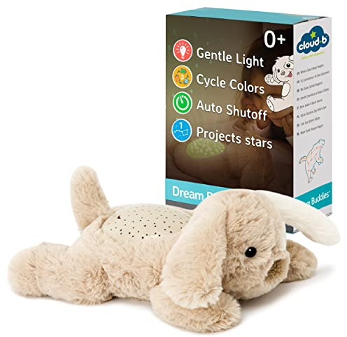 Cloud b Mini Night Light Soothing Star Projector Soft 3 Colours | 1 Constellation | Auto Shut-Off | Plush Dog Dream Buddies Patch The Puppy