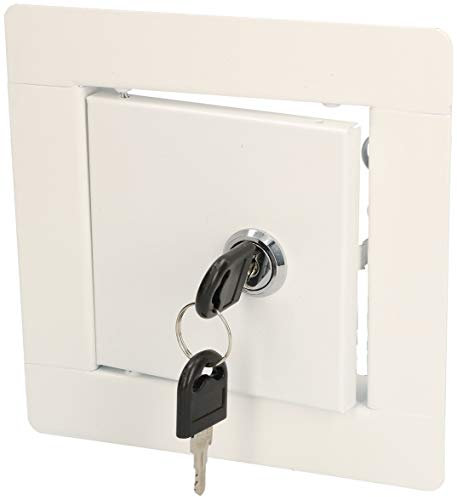 KOTARBAU® Puerta de inspección, 10 x 10 cm, Acero inoxidable, Panel de acceso, Compuerta de fácil acceso, Puerta de revisión, Trampilla para pared o techo, Blanca, Cerradura con llave