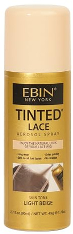 EBIN NEW YORK Tinted Lace Spray Light Beige | Quick Dry, Water Resistant and High Pigment Lace Tint for Wig | Even Spray, No Residue and Natural Finish | 80 ml