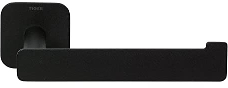 Tiger Colar Toilettenpapierhalter L-Form zum Kleben, Edelstahl, Schwarz pulverbeschichtet, mit integrierter Klebefolie zur Montage ohne Bohren, 1313930746, 16x5x6,9 cm