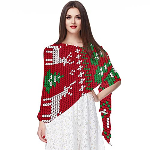 Roter Weihnachts-Strickmuster Damen/Damen leichter Schal für Frühling Sommer Saison, Strickmuster für Weihnachten, Rot