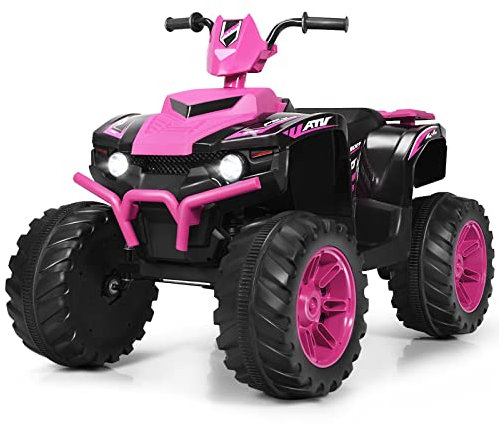 DREAMADE 12V Elektroquad für Kinder, Kinderquad mit LED-Lichte & Musik & Hupe & USB & Langsamer Start, Elektromotorrad, Elektrofahrzeug für Kinder 3-7 Jahre, bis 35kg belastbar (Pink)