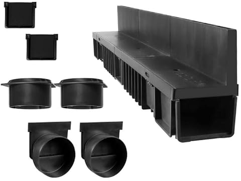 S-lon Schlitzrinne Set | 4 m | Typ 70-H (Höhe 203 mm) [Höhes Modell] | schwarz (Entwässerungsrinnen)