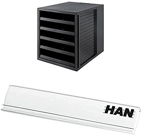 HAN Schubladenbox mit offenen Schubladen Beschriftungsclip, für die professionelle Beschriftung von Briefablagen