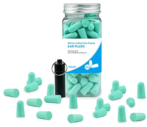 Gvolatee 60 Paia Tappi Orecchie per Dormire Antirumore, 38dB SNR, Orecchie in Schiuma Riutilizzabili Morbidi, per Protezione Dell'Udito, Insonorizzanti, Riposo, Russare, Lavoro, Studiare, Viaggiare