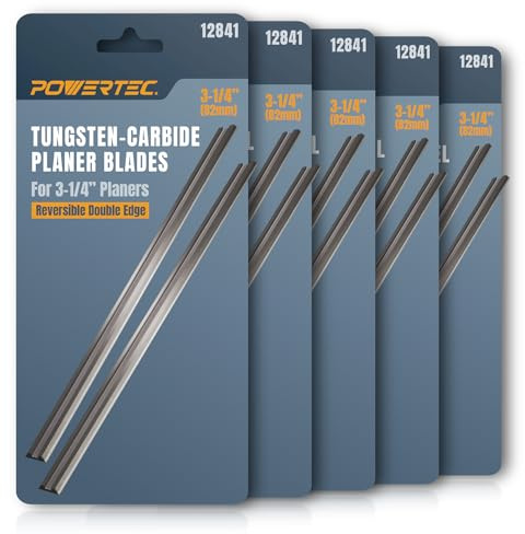POWERTEC 3-1/4 Tungsten Carbide Planer Blades 10 Pack for Wen 6530, DeWalt DCP580B, Porter-Cable PC70THP, RYOBI P611, Bosch PK2632K, Makita XPK01Z Hand Planer, Replacement TCT Electric Planer Blades