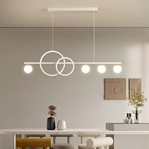 LED Pendelleuchte Esstischlampe Küchenlampe Hängend Lampen Dimmbar Hängelampe Modern LED Pendelleuchte Esstisch Wohnzimmer Schlafzimmer Hängeleuchte Höhenverstellbar Pendellampe (weiß, 95cm)