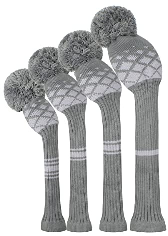 Scott Edward Couvre Club Golf Bois Housse Pom Pom Driver Fairway Hybrid 4 Pack Set de Golf pour Driver (460 CC) pour Fairways Hybrides/UT， #1#3#7#UT