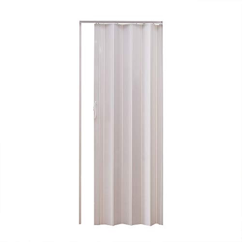 Panana Folding Door Natural Pine Effect PVC Internal Accordion Concertina Sliding Door Thickness:6mm/12mm Brown/Ivory/White/Yellow (6mm, White)