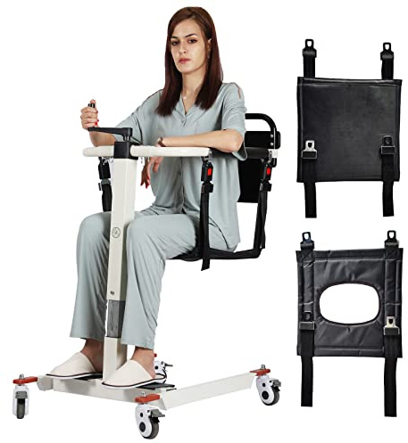 Patient Lift Transfer Chair, Patient Lift Wheelchair for Home, Patient Lift Aid for Elderly Transport Chairs for Seniors Shower Wheelchair Bedside Commode, 275 Lbs