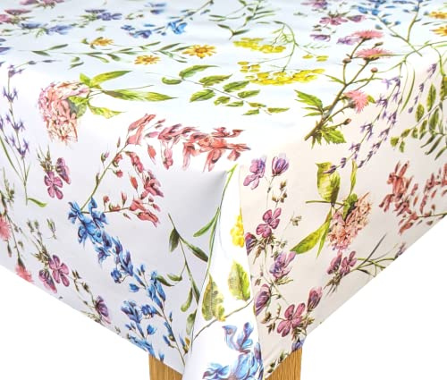 Karina Home Summer Meadow Floral Flowers Wipe Clean Tablecloth Vinyl PVC Table Cover Wipeable Table Cloth (200cm x 140cm)