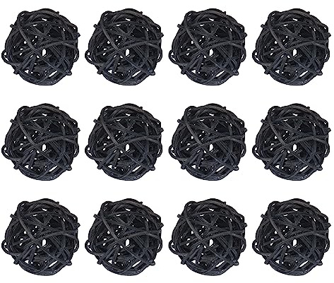 sourcing map 12 Pcs Wicker Rattan Balls Decorative Balls 2Inch for Vase Fillers,Wedding,Garden,Hallway Party,Black
