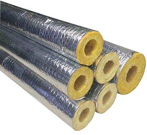 6x Rohrisolierung, Rohrschale aus Steinwolle mit Aluminiumüberzug, für Kaminrohre und Heizungen(89X30mm(3.5x1.1in))