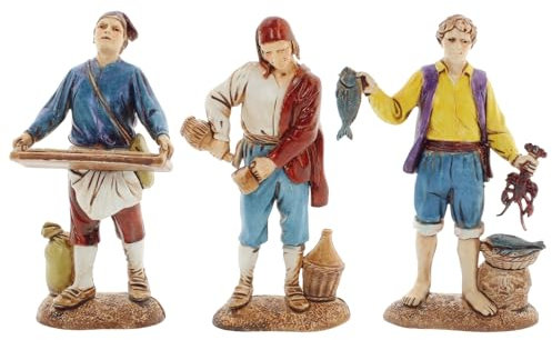 Moranduzzo Set 3 neapolitanische Hirten für Krippe 12 cm Maßstab 1:15 - Unzerstörbare Krippenfiguren - Stil 700', Handbemalt, Offizielles Produkt, Hergestellt in Italien, Bildhauer M. Landi