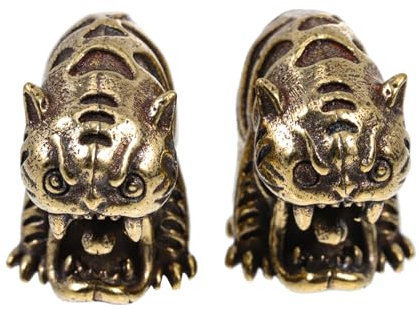 2 Stück Tiger Schlüsselanhänger aus Messing, Sternzeichen Anhänger Gold