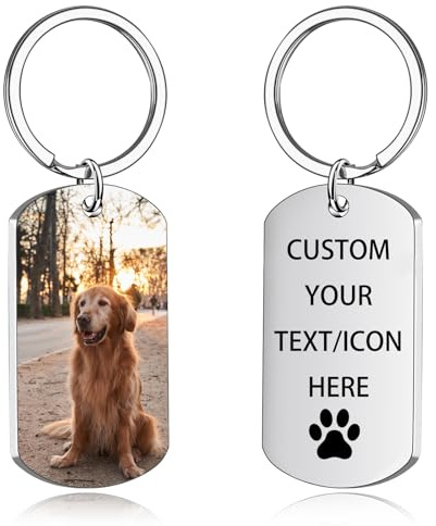 Porte-Clés Personnalisés Double Face avec Photo Texte Photo Gravé Personnalisé pour Homme, Femme, Petit Ami, Fête Des Pères Cadeau