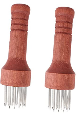Cabilock 2 Piezas ablandador doméstico Carne suavizante Ablandador de Carne Mallet Manual ablandador con Mango de Madera Aguja Metalica para ablandar Carne Filete Herramienta Hilo de Carne