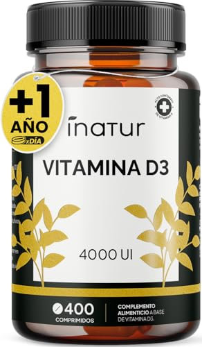 Vitamina D3 4000 UI - 400 Comprimidos (Suministro para +1 Año) | Apoya Sistema Inmunológico, Huesos y Salud General | Colecalciferol de Alta Potencia, Vegetariano, Sin Lactosa, Sin OGM