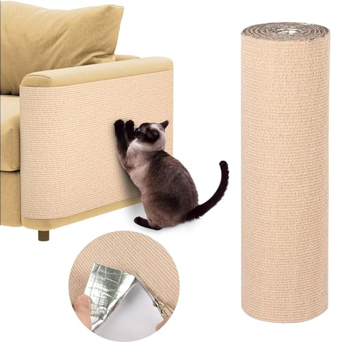 Pipihome Cat Scratching Mat, 40x200cm Self-Adhesive Cat Scratch Mat Protectors for Furniture, Sofa, Couch & Carpet